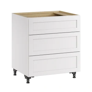 Whalen CLICK-IT Enfield 30-in W x 34.5-in H x 24-in D Classic White Birch 3-Drawer Base Ready To Assemble Plywood Cabinet (Raised Panel Style)