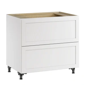 Whalen CLICK-IT Enfield 36-in W x 34.5-in H x 24-in D Classic White Birch 2-Drawer Base Ready To Assemble Plywood Cabinet (Raised Panel Style)