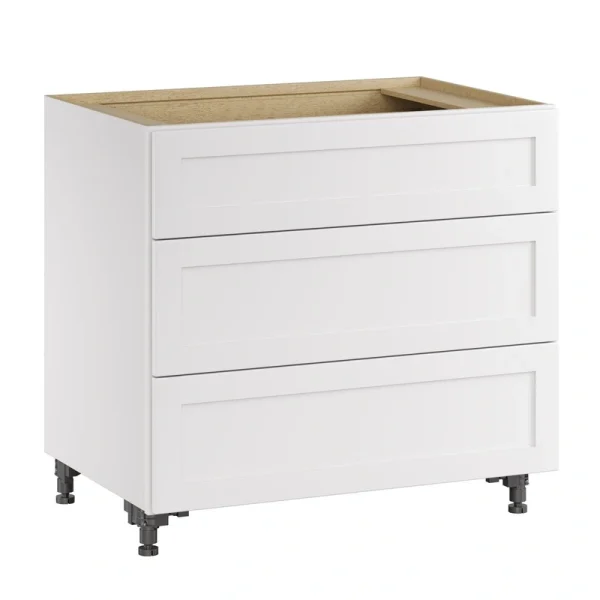Whalen CLICK-IT Enfield 36-in W x 34.5-in H x 24-in D Classic White Birch 3-Drawer Base Ready To Assemble Plywood Cabinet (Raised Panel Style)