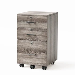 Winado Grey Oak 3-Drawer 19.69-in File Cabinet
