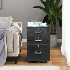 Winado Traditional 3-Drawer File Cabinet, 19.68  15.74  24.40in Vertical Filing Cabinet for Home Office, Black