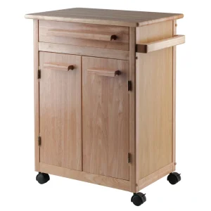 Winsome Wood Brown Composite Base with Composite Wood Top Rolling Kitchen Cart (18.2-in x 26.9-in x 34.5-in)