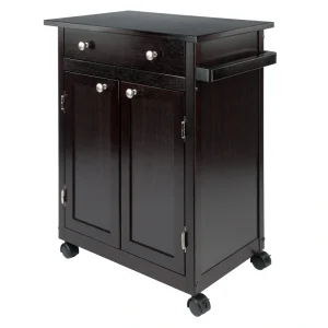 Winsome Wood Brown Wood Base with Mdf Top Rolling Kitchen Cart (17.72-in x 26.89-in x 34.02-in)