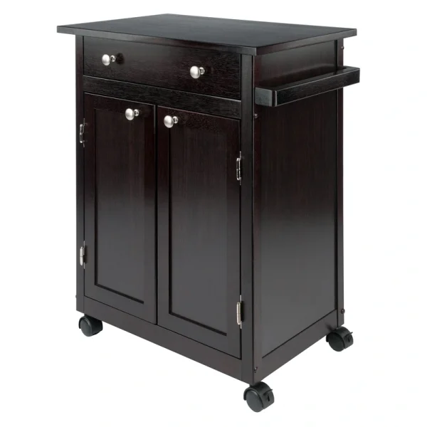 Winsome Wood Brown Wood Base with Mdf Top Rolling Kitchen Cart (17.72-in x 26.89-in x 34.02-in)