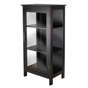 Winsome Wood Poppy Transitional Black Wood Curio Cabinet