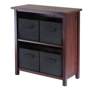 Winsome Wood Verona 28-in x 30-in x 13-in Walnut/ Black Freestanding Linen Cabinet