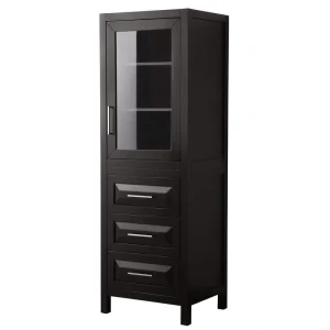 Wyndham Collection Daria 24-in x 71.25-in x 20-in Dark Espresso with Polished Chrome Trim Freestanding Soft Close Linen Cabinet