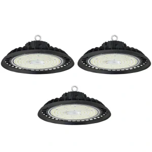 WYZM 11 in. 450-Watt Equivalent Integrated Black LED UFO High Bay Light 24000 Lumens 5000K Daylight Waterproof IP65 (3-Pack)