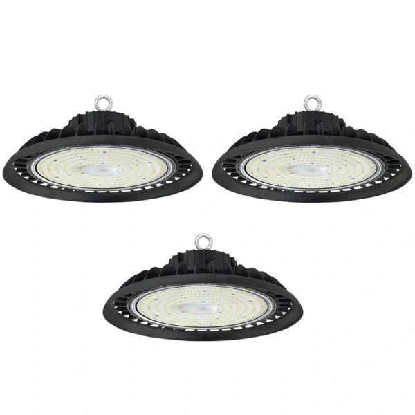 WYZM 11 in. 450-Watt Equivalent Integrated Black LED UFO High Bay Light 24000 Lumens 5000K Daylight Waterproof IP65 (3-Pack)