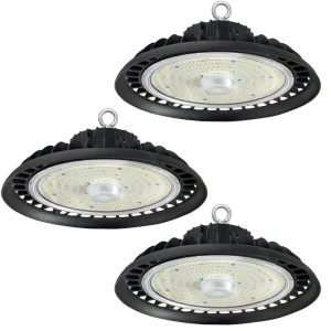 WYZM 12 in. 600-Watt Equivalent Integrated LED UFO Black High Bay Light 5000K Daylight, Dimmable 0-10-Volt (3Pack)