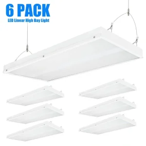 WYZM 2 ft. 400-Watt Equivalent Integrated LED White High Bay Light 120-Volt to 277-Volt 16000 Lumens 5000K (6-Pack)