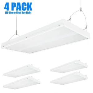 WYZM 2 ft. 400-Watt Equivalent Integrated LED White High Bay Light with 16000Lumens 120-277V 5000K Daylight (4-Pack)