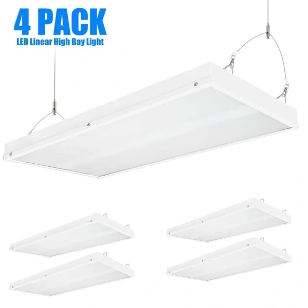 WYZM 2 ft. 400-Watt Equivalent Integrated LED White High Bay Light with 16000Lumens 120-277V 5000K Daylight (4-Pack)