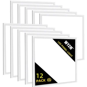 WYZM 2 ft. x 2 ft. 5800 Lumens Integrated LED Panel Light Dimmable 0-Volt-10-Volt 5000K Bright White (12-Pieces)