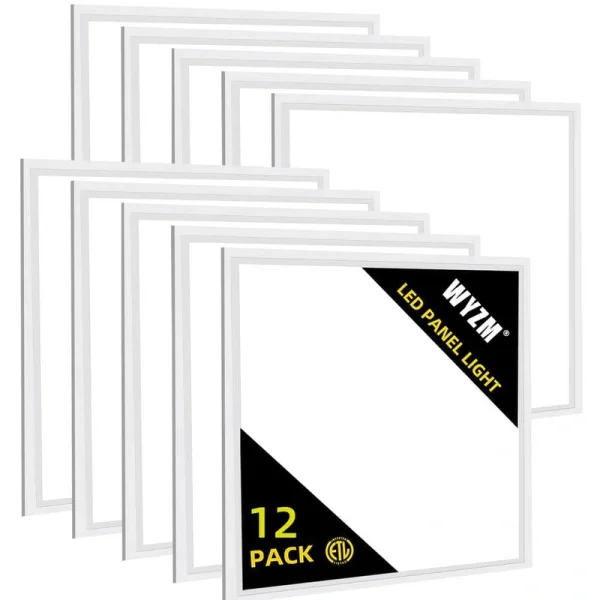 WYZM 2 ft. x 2 ft. 5800 Lumens Integrated LED Panel Light Dimmable 0-Volt-10-Volt 5000K Bright White (12-Pieces)