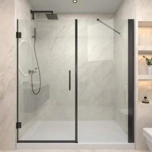 Xspracer Victoria 70-72 in. W x 76 in. H Pivot Frameless Shower Door in Matte Black with 3/8 Inches Thick SGCC Tampered Glass
