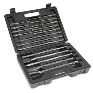 XtremepowerUS SDS-Plus Steel Rotary Hammer Drill and Chisel Metric Bit Set (17-Piece)