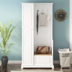 Yiekholo Casual 35.55-in White Wood Hall Tree