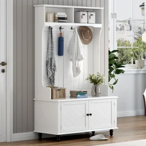 Yiekholo Casual 40.1-in White Wood Hall Tree T726916318