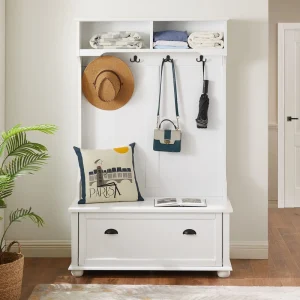 Yiekholo Casual 40.16-in White Wood Hall Tree