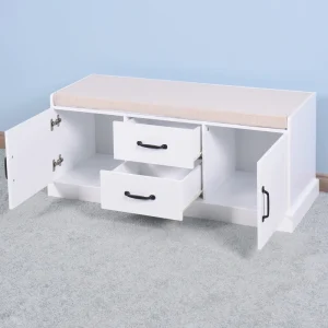 Yiekholo Casual White Accent Bench with Storage Bench 46-in x 18.3-in x 7-in