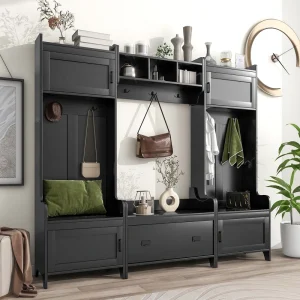 Yiekholo Modern 78.7-in Black Composite Hall Tree