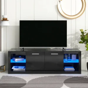 Yiekholo Modern/Contemporary Black Tv Cabinet (Accommodates TVs up to 70-in)