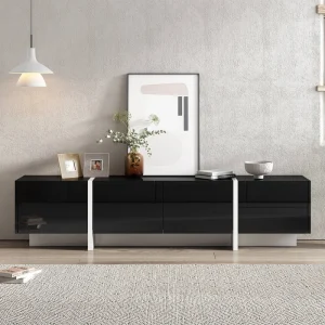 Yiekholo Modern/Contemporary Black Tv Cabinet (Accommodates TVs up to 80-in) T726916306