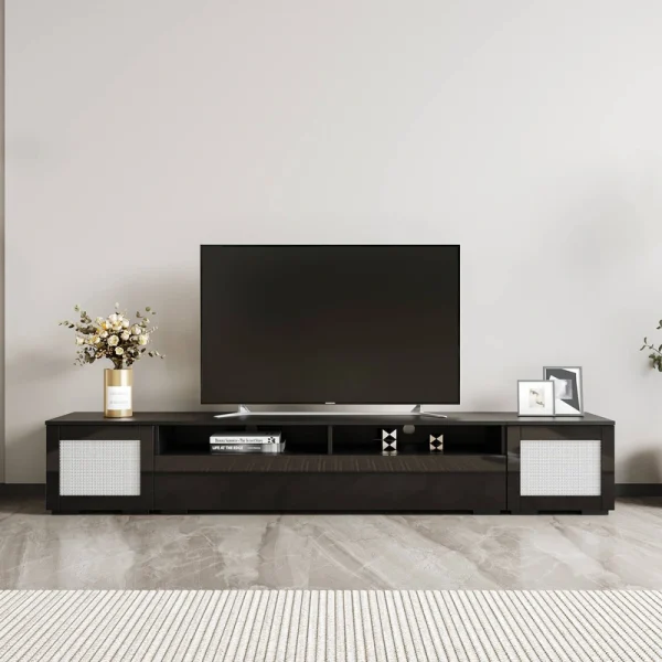Yiekholo Modern/Contemporary Black Tv Cabinet (Accommodates TVs up to 80-in) T726916309