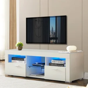 Yiekholo Modern/Contemporary White Tv Cabinet (Accommodates TVs up to 55-in)