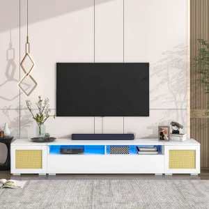 Yiekholo Modern/Contemporary White Tv Cabinet (Accommodates TVs up to 80-in) T726916303