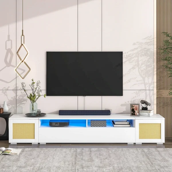 Yiekholo Modern/Contemporary White Tv Cabinet (Accommodates TVs up to 80-in) T726916303