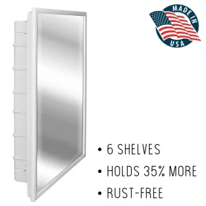 Zaca Capella 16-in x 26-in Recessed Mount White Mirrored Medicine Cabinet
