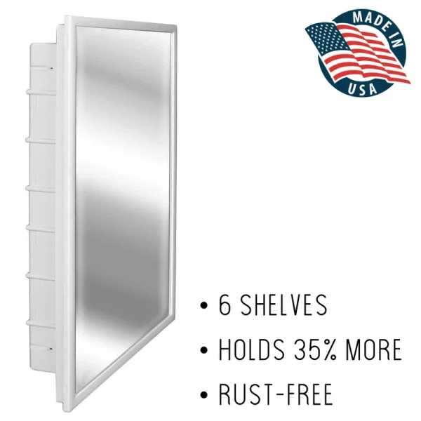 Zaca Capella 16-in x 26-in Recessed Mount White Mirrored Medicine Cabinet