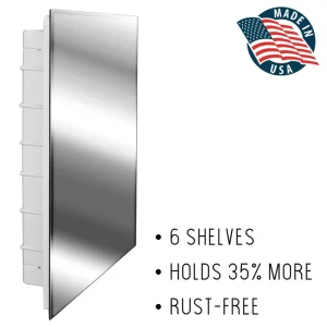 Zaca Media 16-in x 26-in Recessed Mount Polished Edge Mirrored Medicine Cabinet