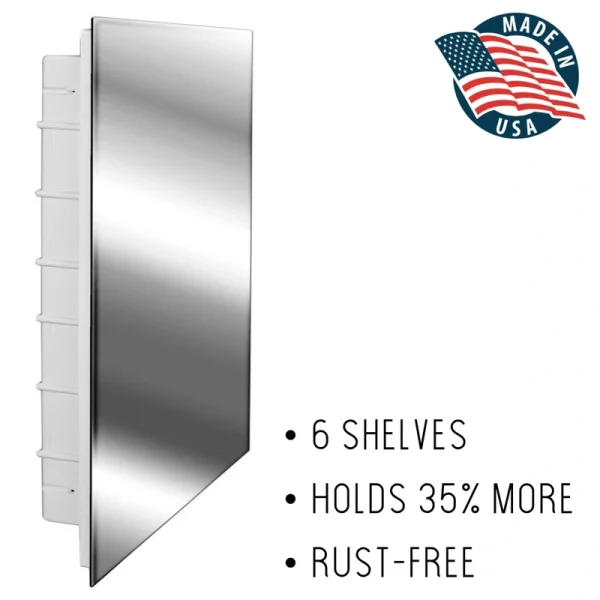 Zaca Media 16-in x 26-in Recessed Mount Polished Edge Mirrored Medicine Cabinet
