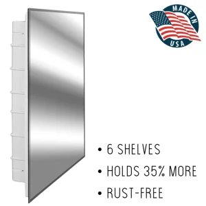 Zaca SpaceCab 16-in x 26-in Recessed Mount Mirror Mirrored Medicine Cabinet