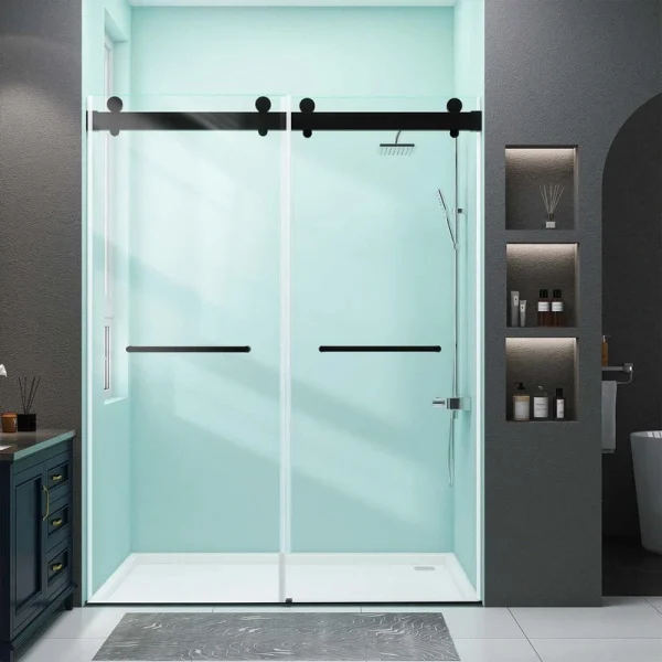 Zeafive 21 in. W x 2.75 in. H Frameless Shower Door Handle Soft-Close Double Sliding in Matte Black