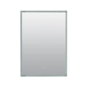 Zenna Home 17.7-in x 23.5-in Lighted LED Fog Free Surface/Recessed Mount Aluminum Mirrored Medicine Cabinet with Outlet