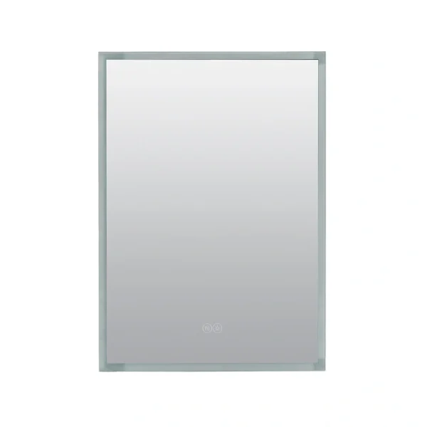 Zenna Home 17.7-in x 23.5-in Lighted LED Fog Free Surface/Recessed Mount Aluminum Mirrored Medicine Cabinet with Outlet